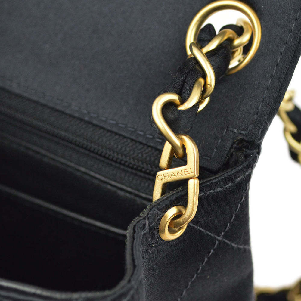 CHANEL Black Satin Mini Classic Square Flap Shoulder Bag 17 KK30069 - Picture 8 of 10